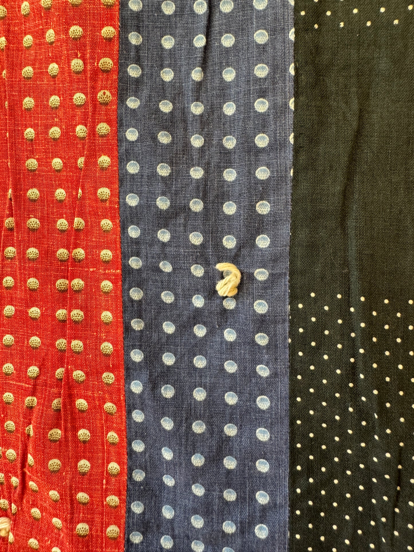 Antique 1870s-90s Reversible Bar Tie Quilt with pink and indigo