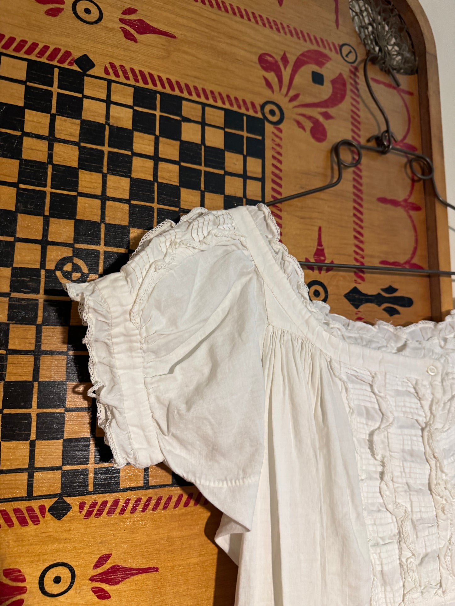 Antique Victorian Pin Tucked Nightgown with Cap Sleeves