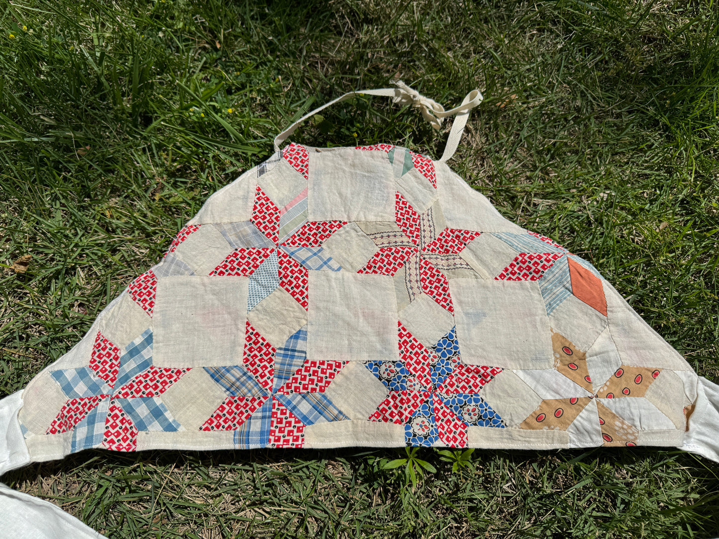 Antique 8-Point Star Multi Calico Quilt Top Halter S2
