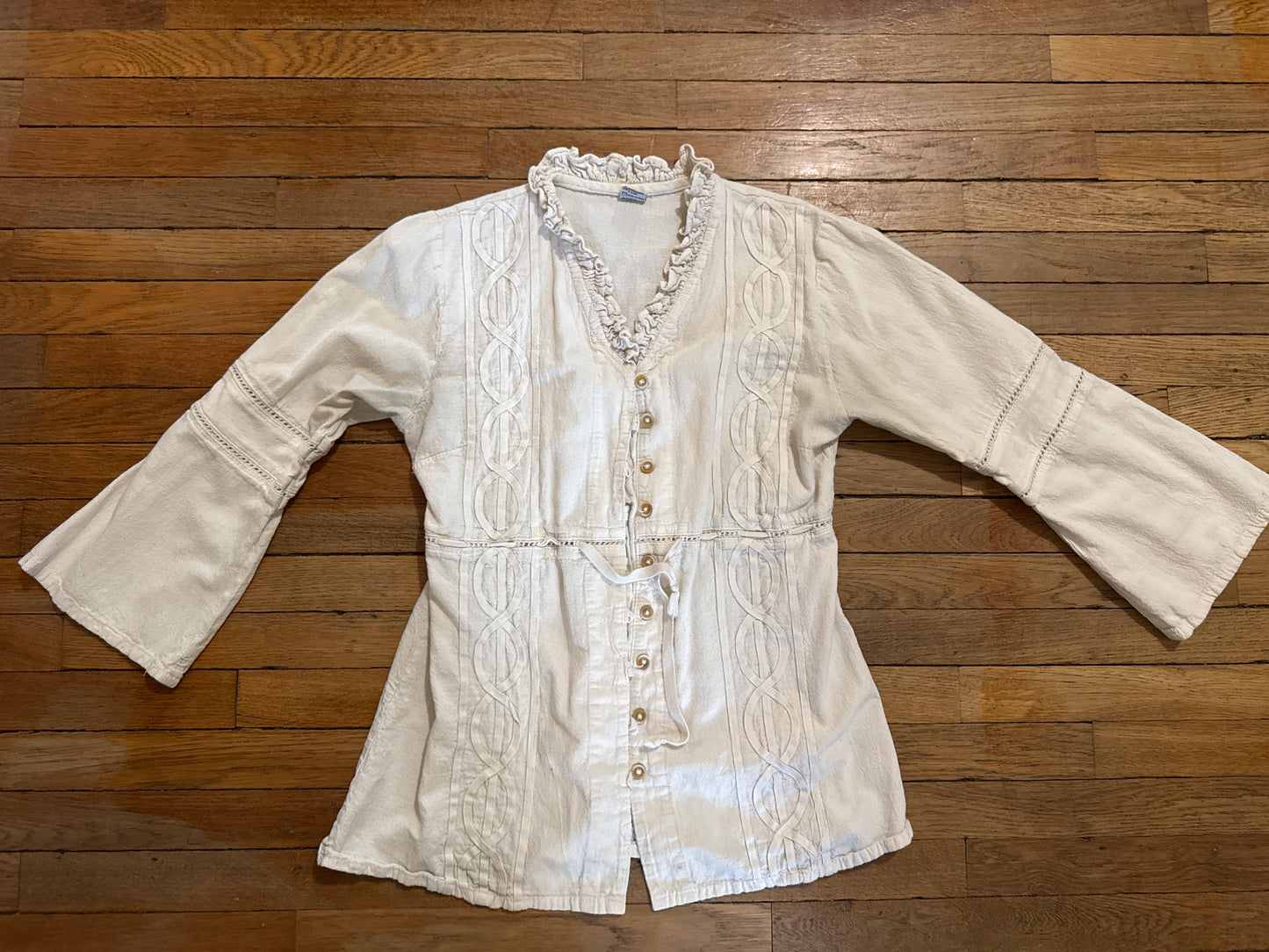 Vintage 1980s Spanish Cream Cotton Blouse