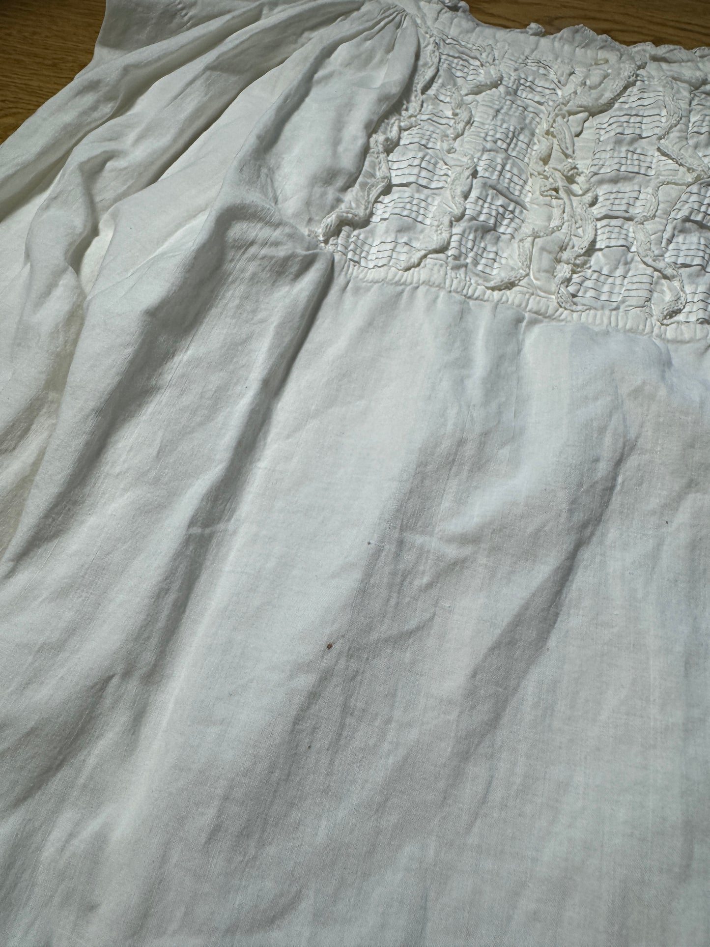 Antique Victorian Pin Tucked Nightgown with Cap Sleeves