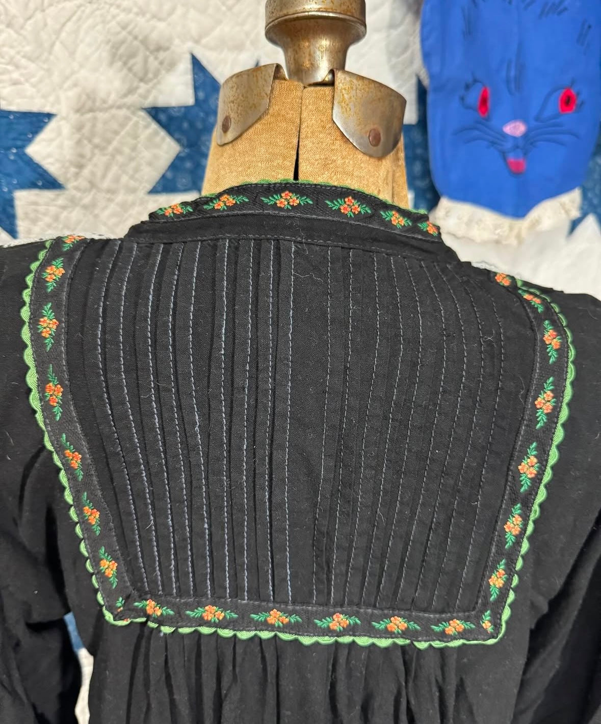 Vintage Black Folk Blouse