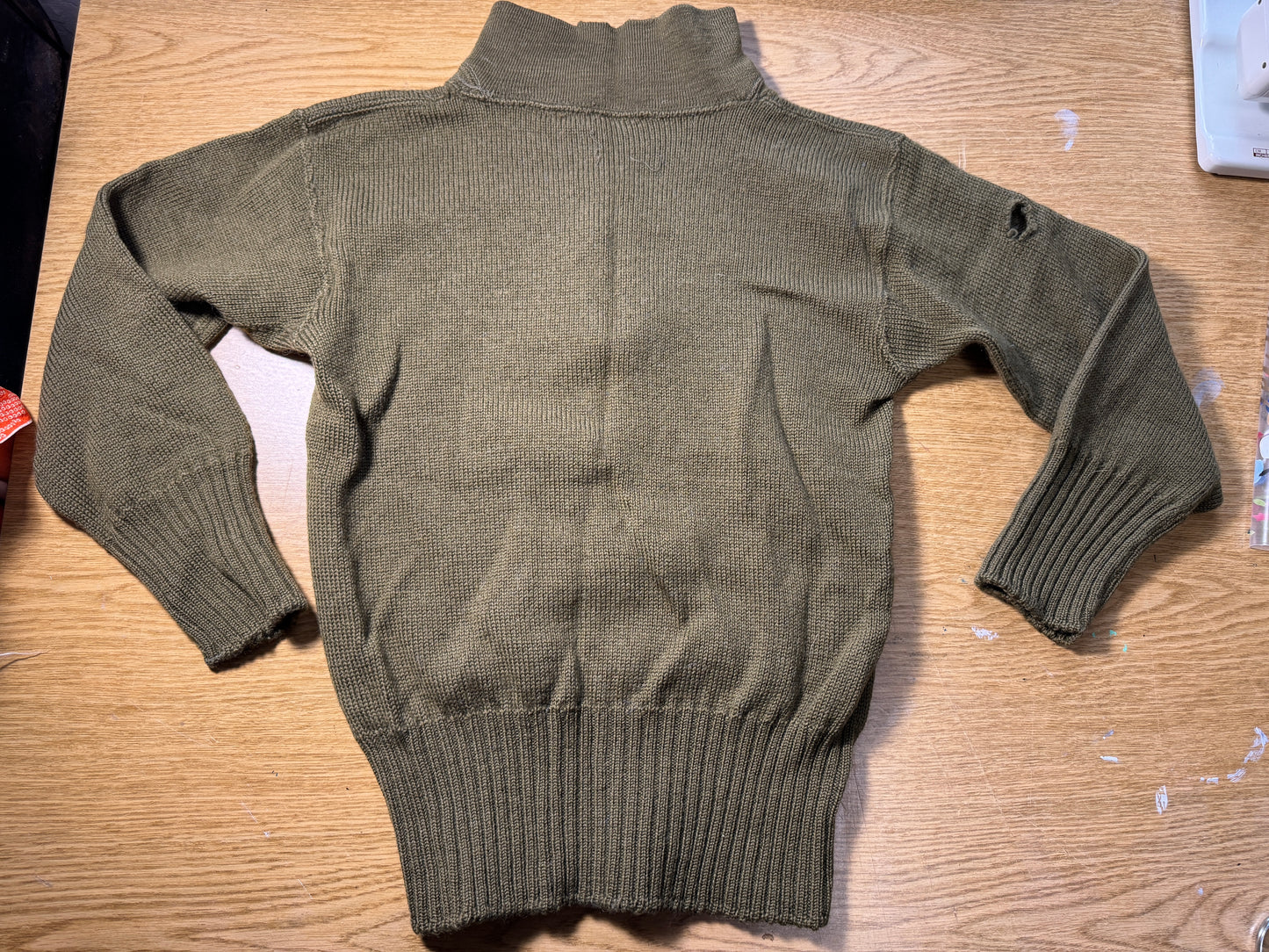 Vintage US Military Green Turtleneck Button Sweater
