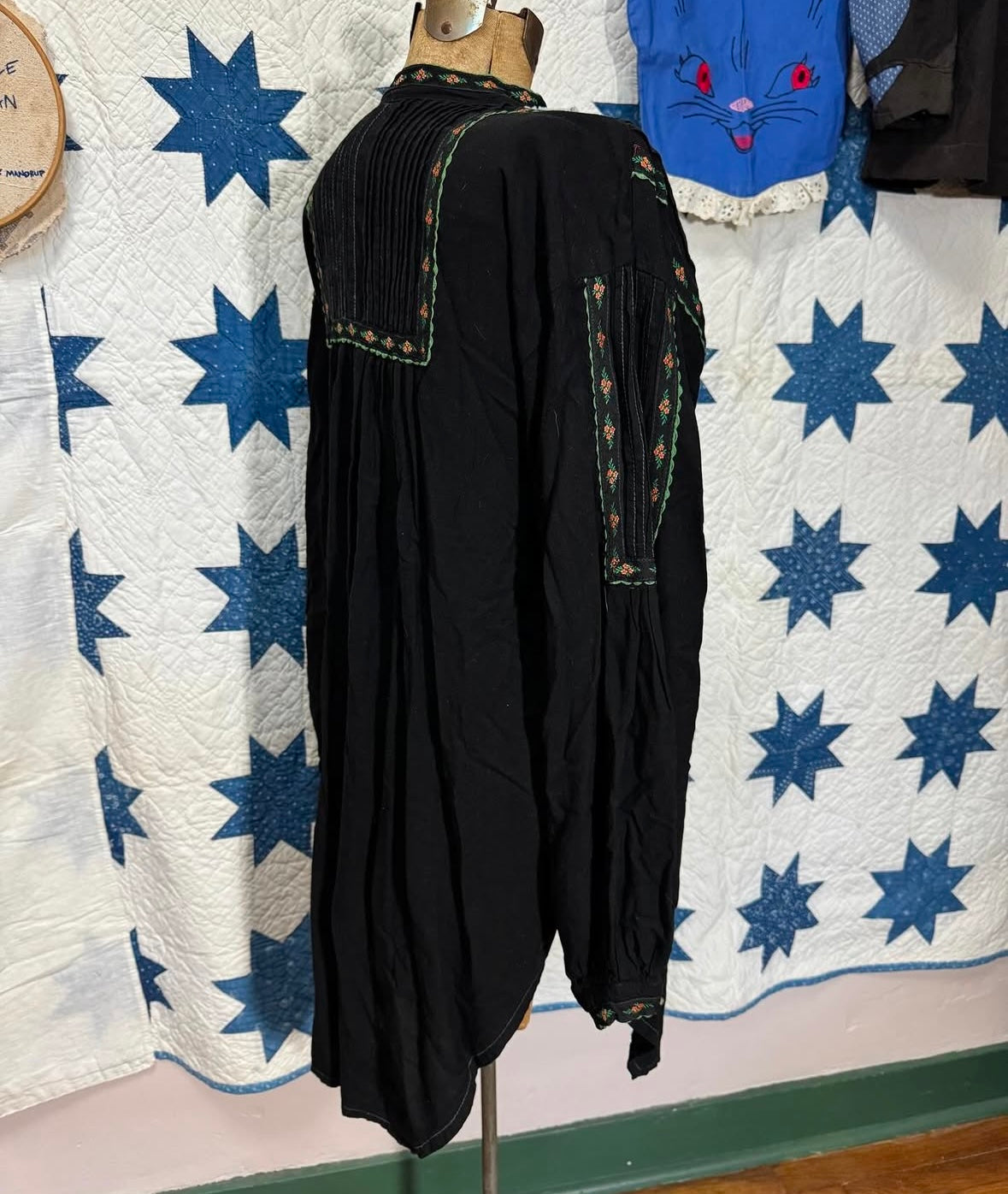 Vintage Black Folk Blouse