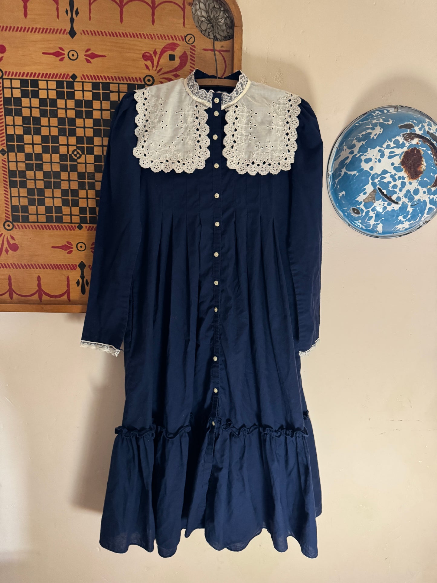 Vintage Gunne Sax Navy Prairie Dress