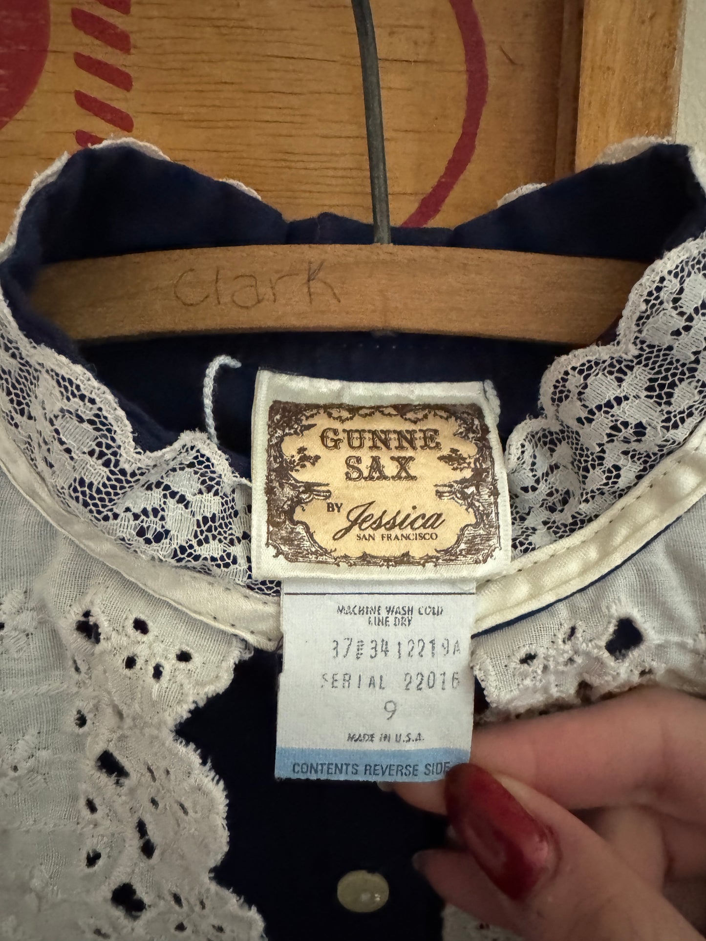Vintage Gunne Sax Navy Prairie Dress