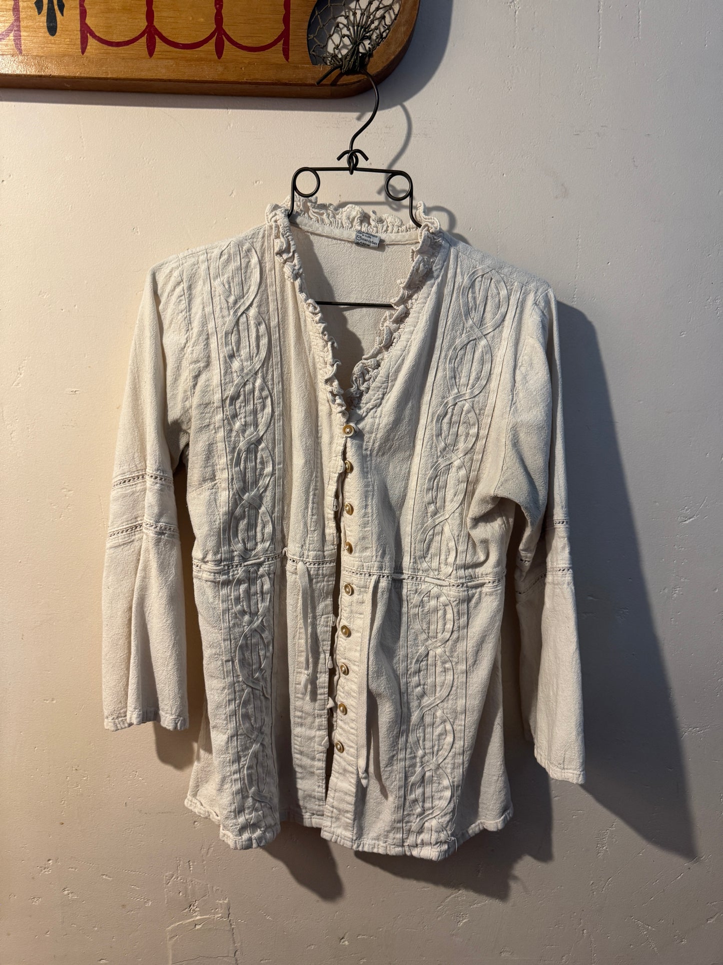 Vintage 1980s Spanish Cream Cotton Blouse