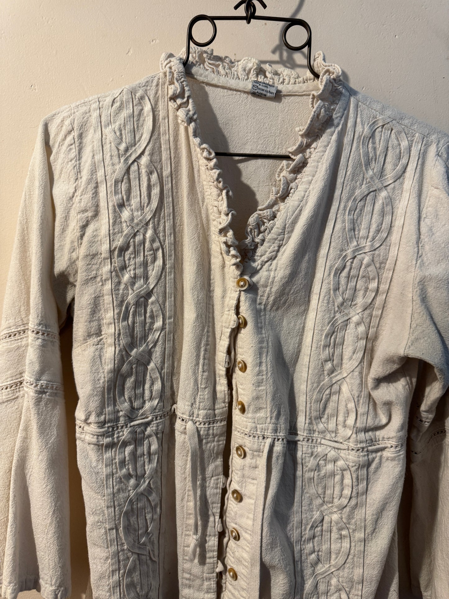 Vintage 1980s Spanish Cream Cotton Blouse