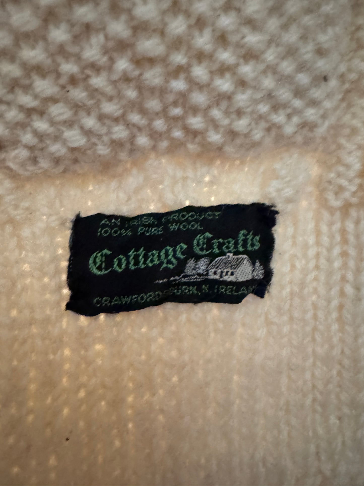 Vintage Cottage Crafts Cream Wool Knit Sweater