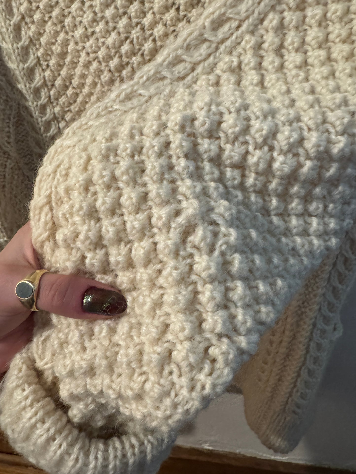 Vintage Cottage Crafts Cream Wool Knit Sweater