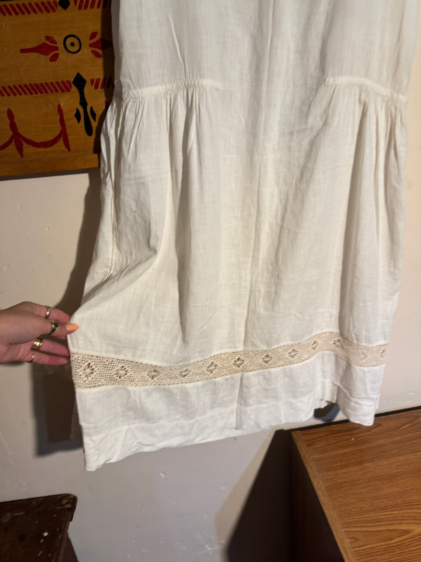 Antique Edwardian Crocheted Shift Dress Nightgown