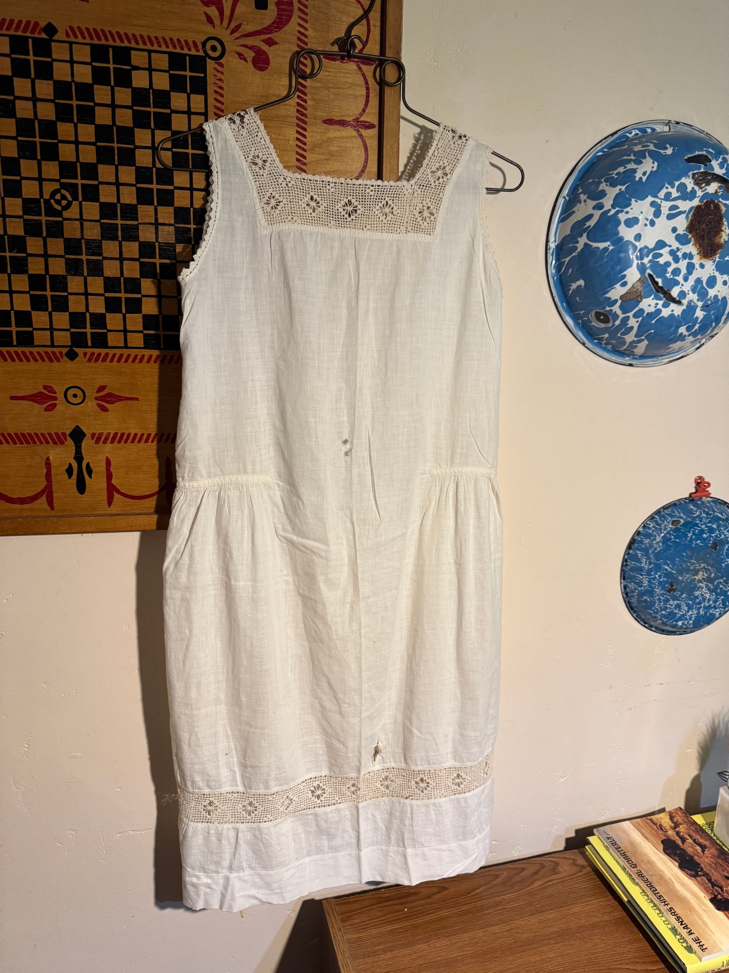 Antique Edwardian Crocheted Shift Dress Nightgown