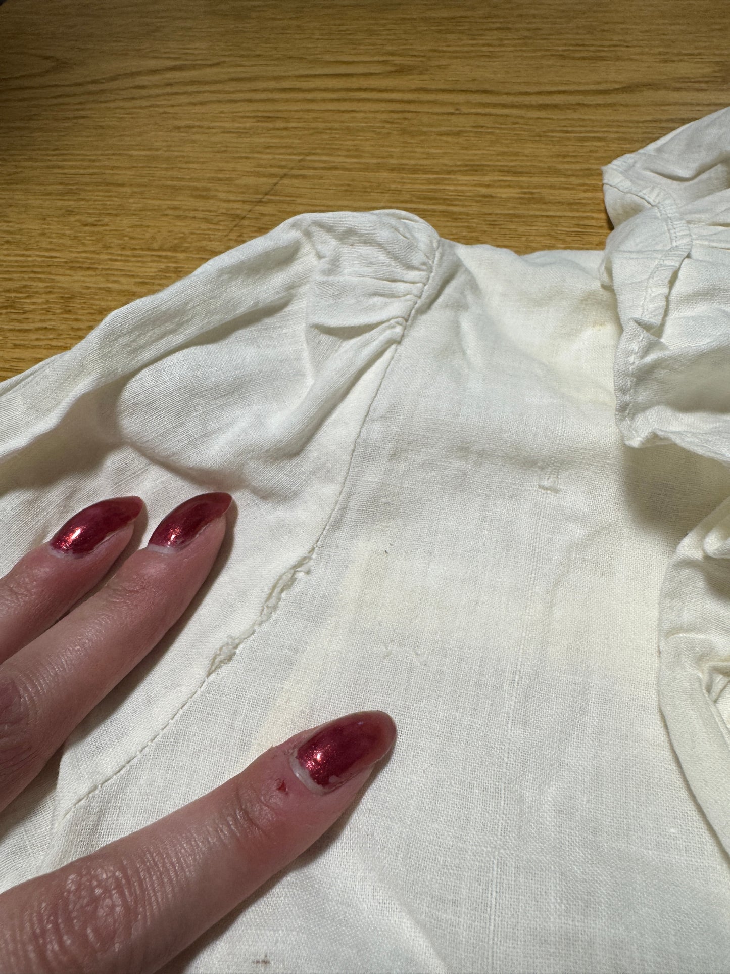 Antique Victorian Long Sleeved Cotton Asymmetrical Opening Nightgown