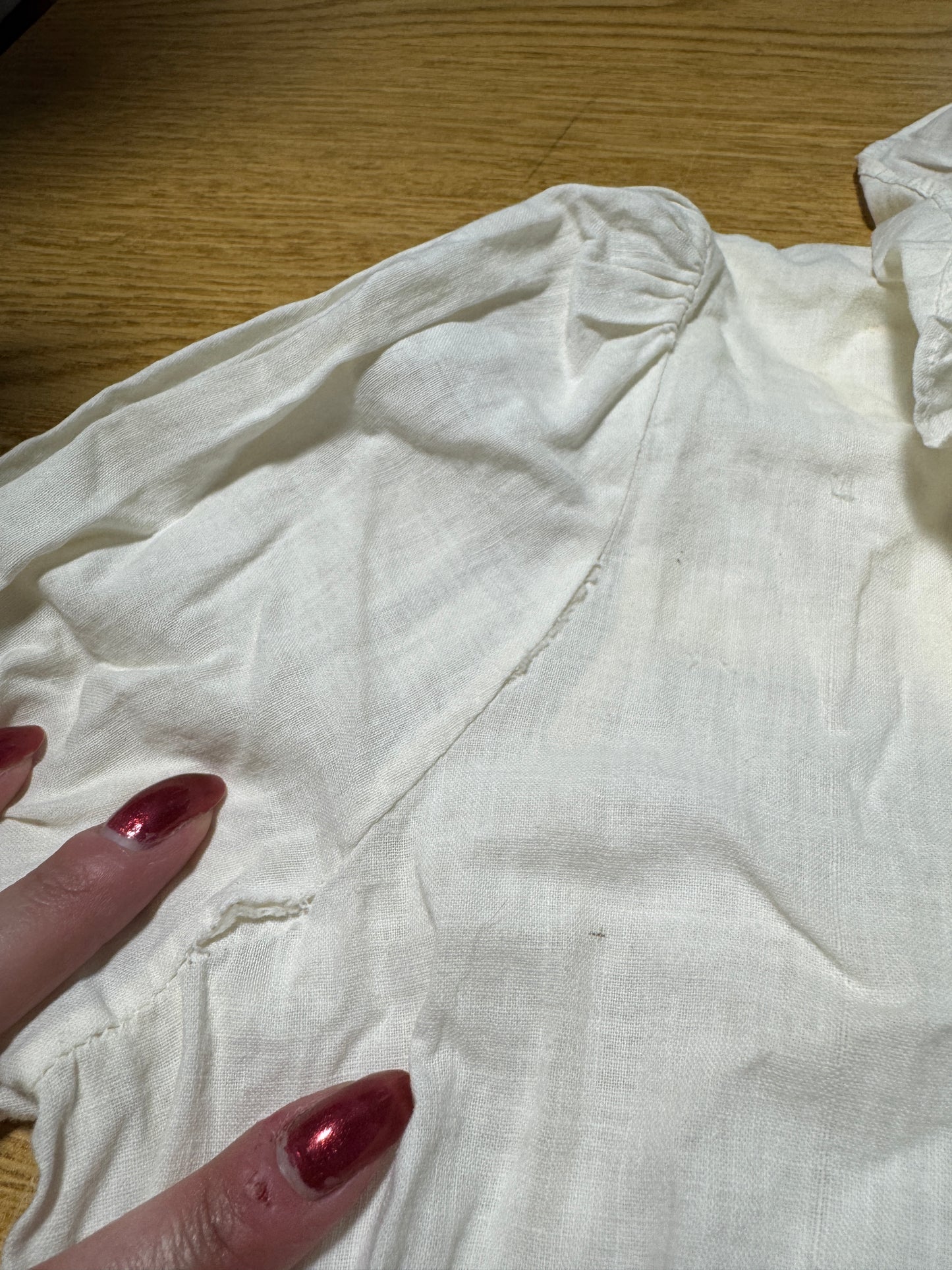 Antique Victorian Long Sleeved Cotton Asymmetrical Opening Nightgown