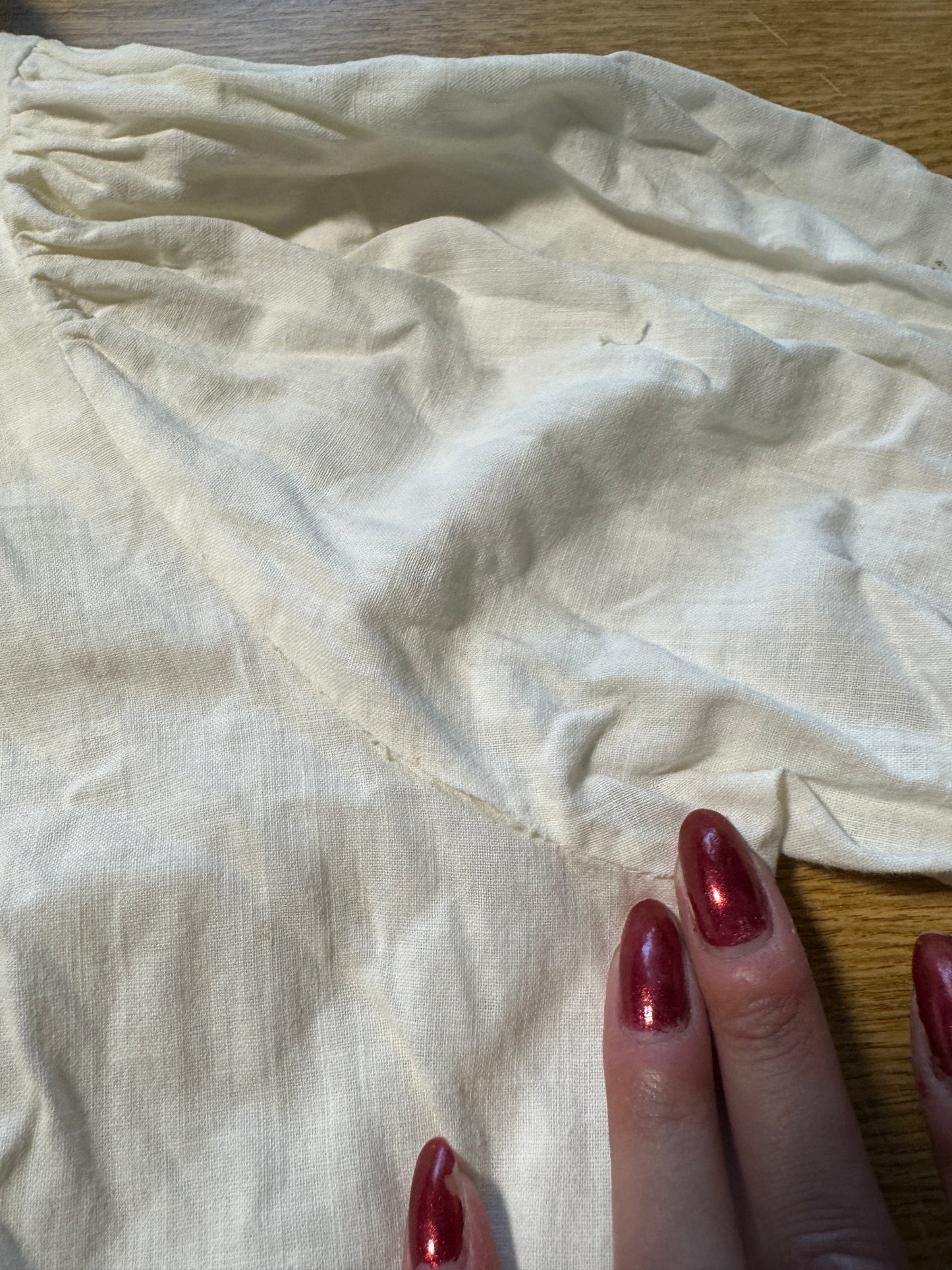 Antique Victorian Long Sleeved Cotton Asymmetrical Opening Nightgown