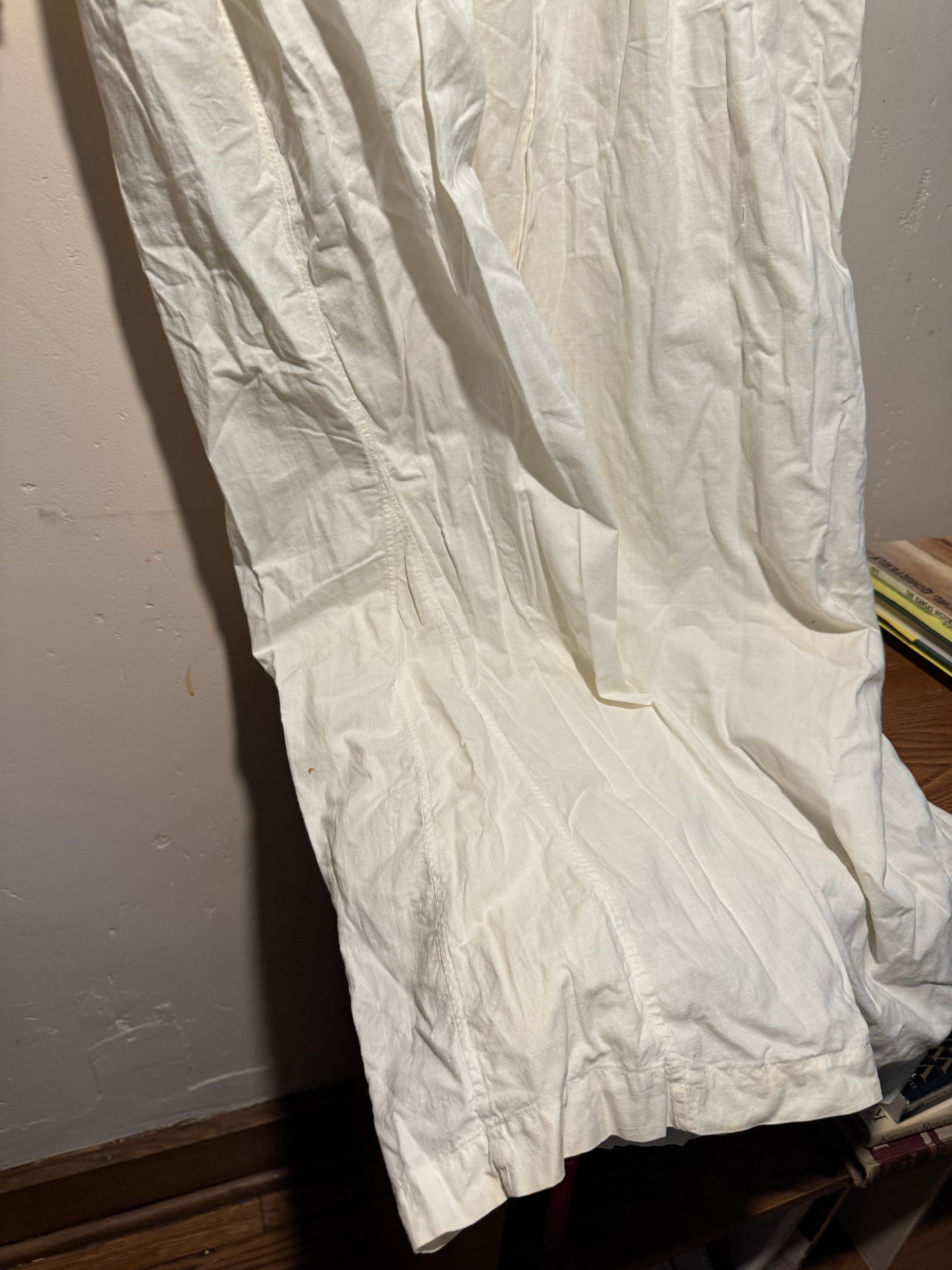 Antique Victorian Pin Tucked Long Sleeve Asymmetrical Opening Nightgown