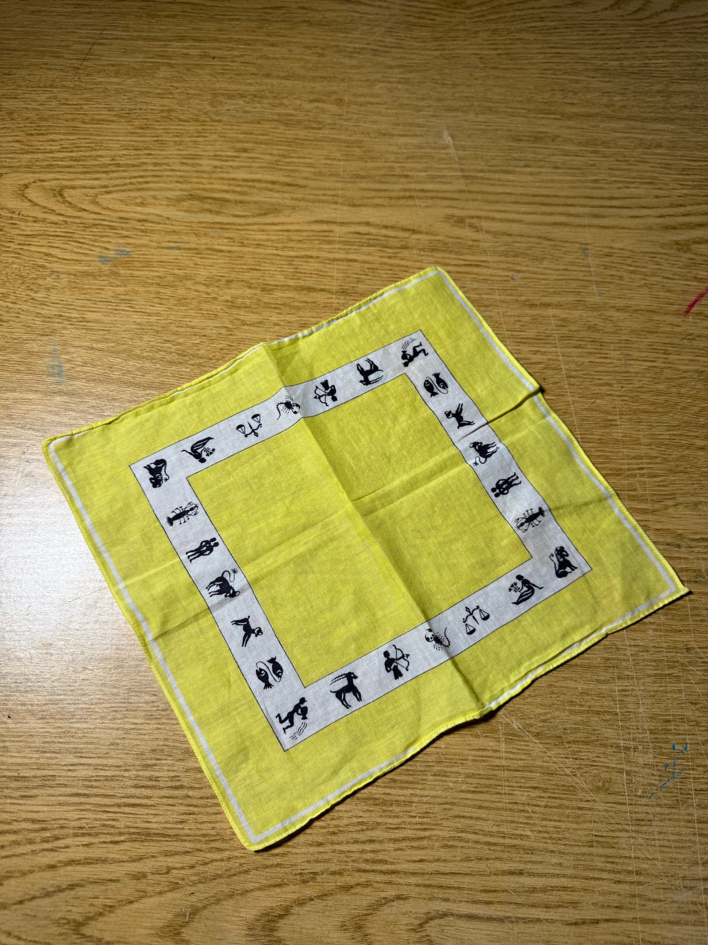 Vintage Yellow Zodiac Handkerchief