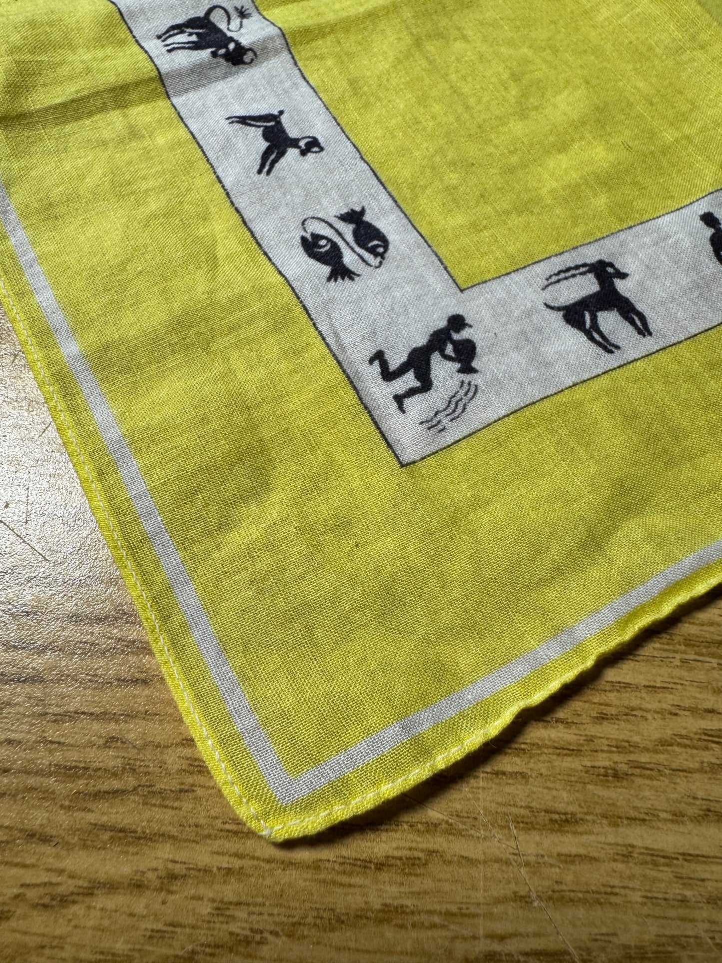 Vintage Yellow Zodiac Handkerchief