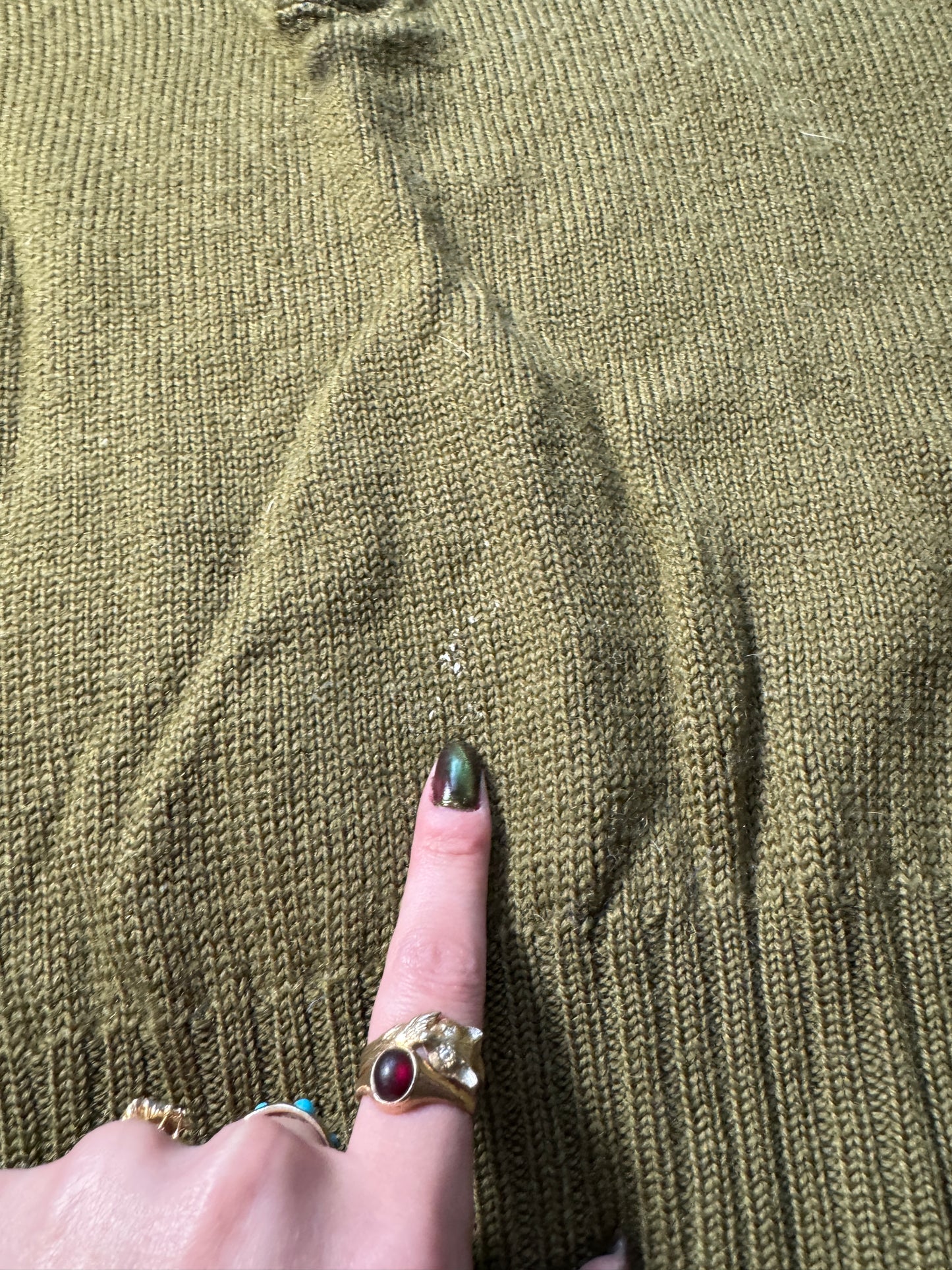 Vintage US Military Green Turtleneck Button Sweater