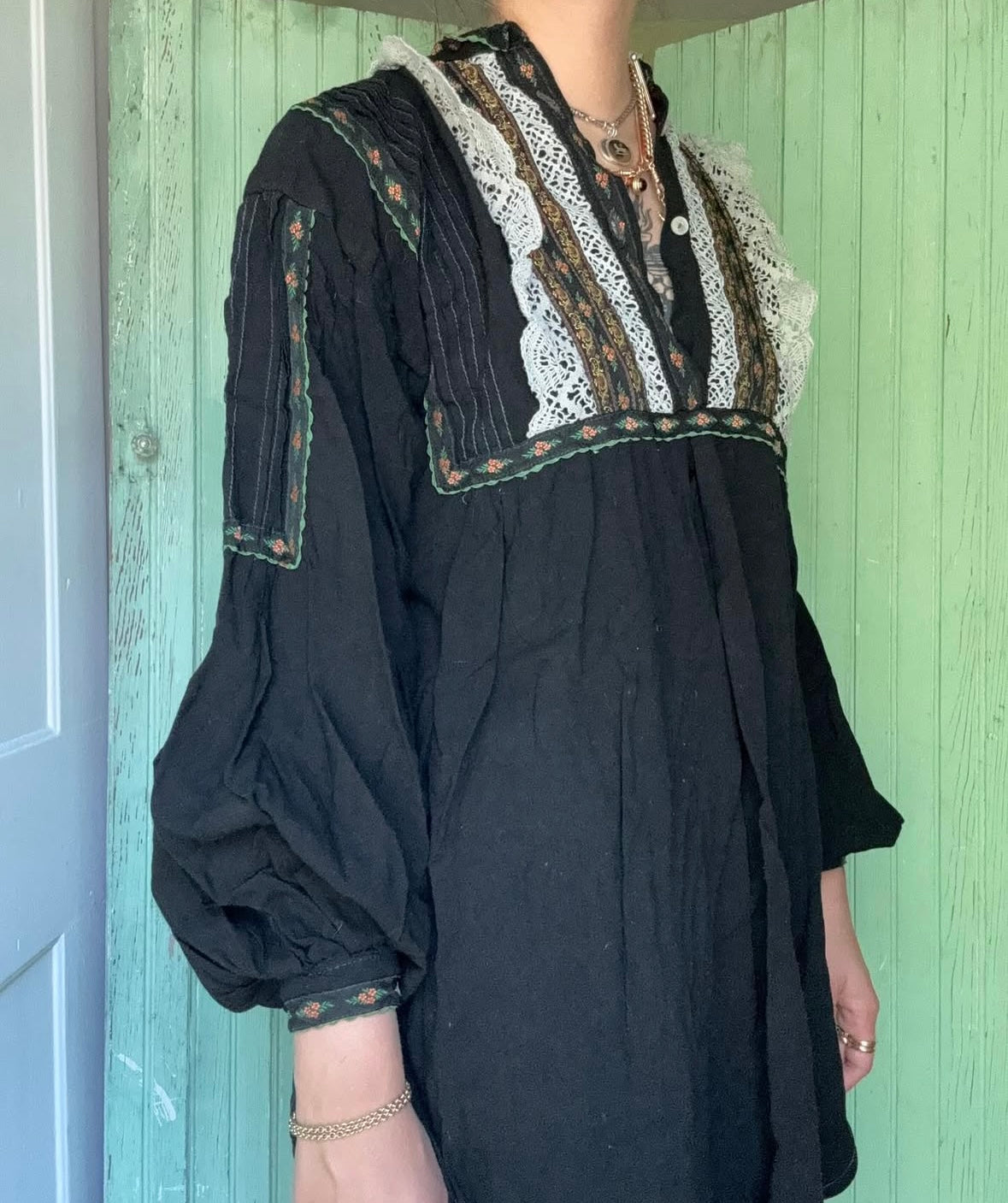 Vintage Black Folk Blouse