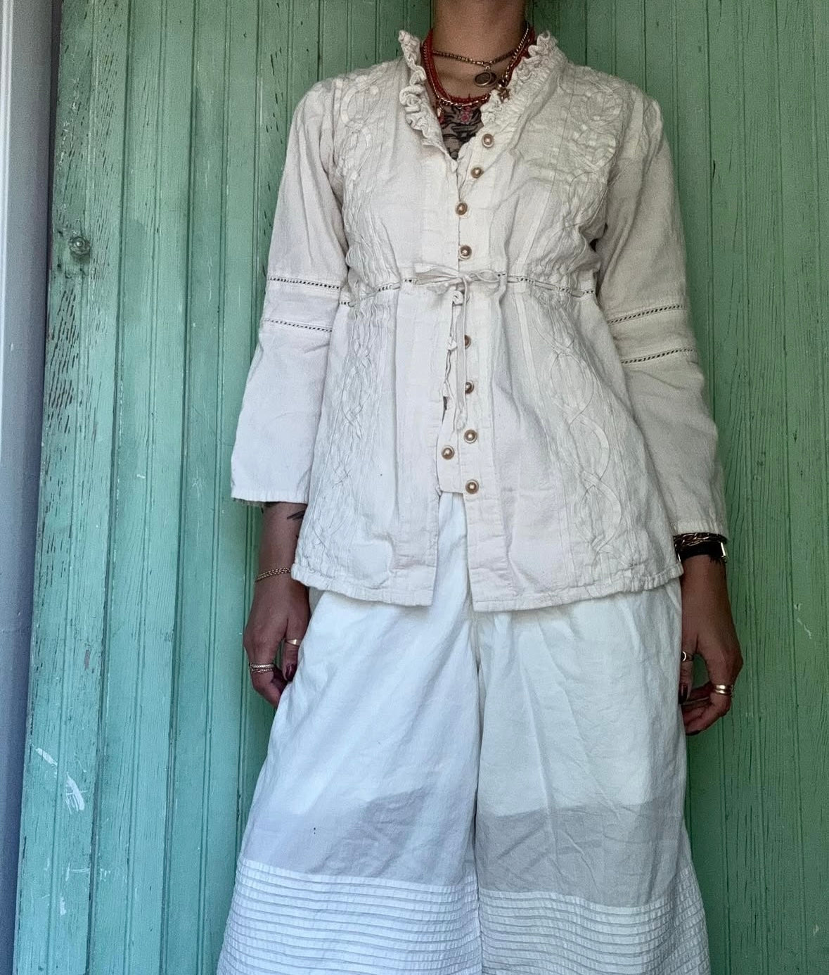 Vintage 1980s Spanish Cream Cotton Blouse