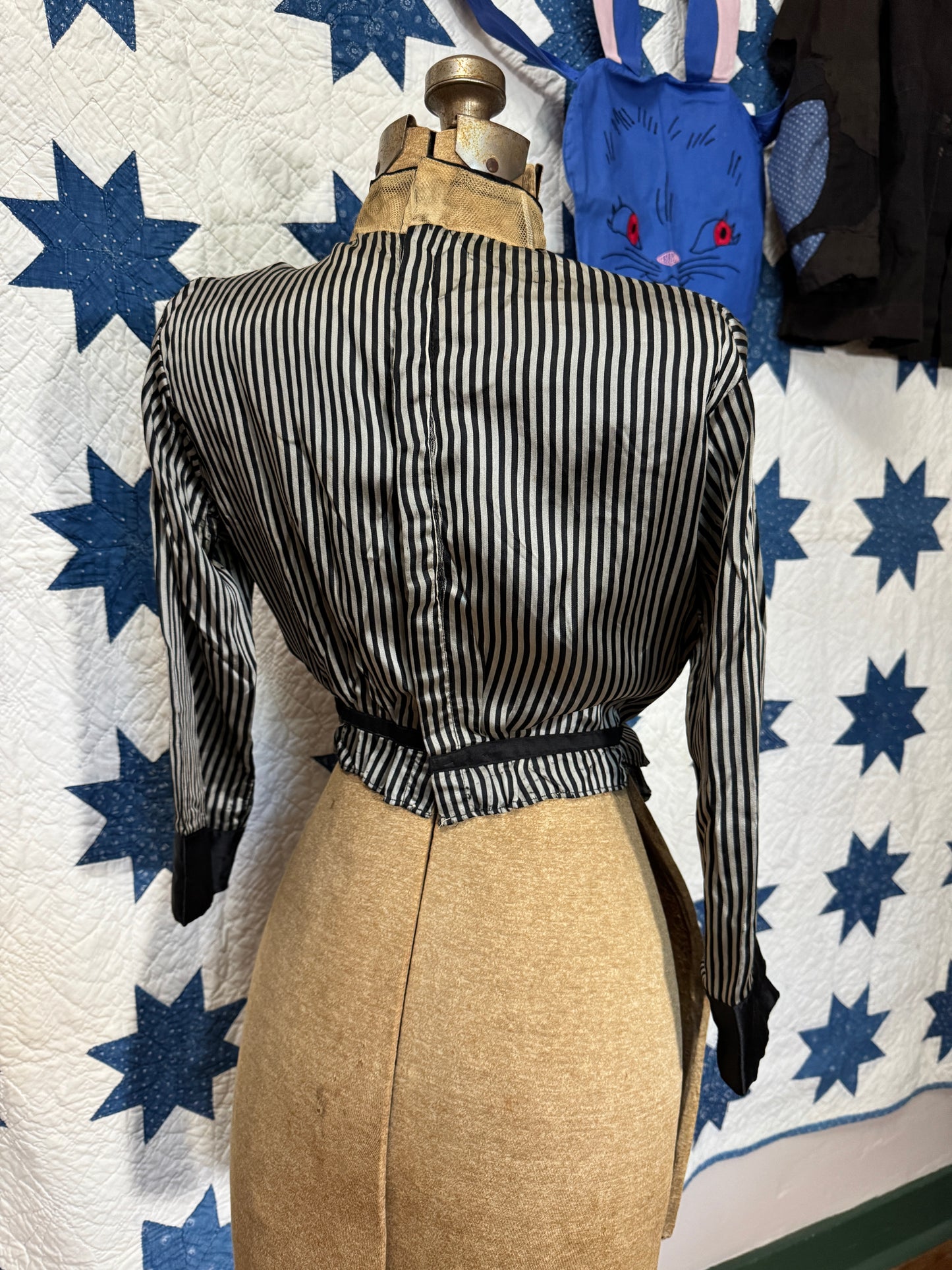 Antique 1880s-90s Striped Silk Blouse