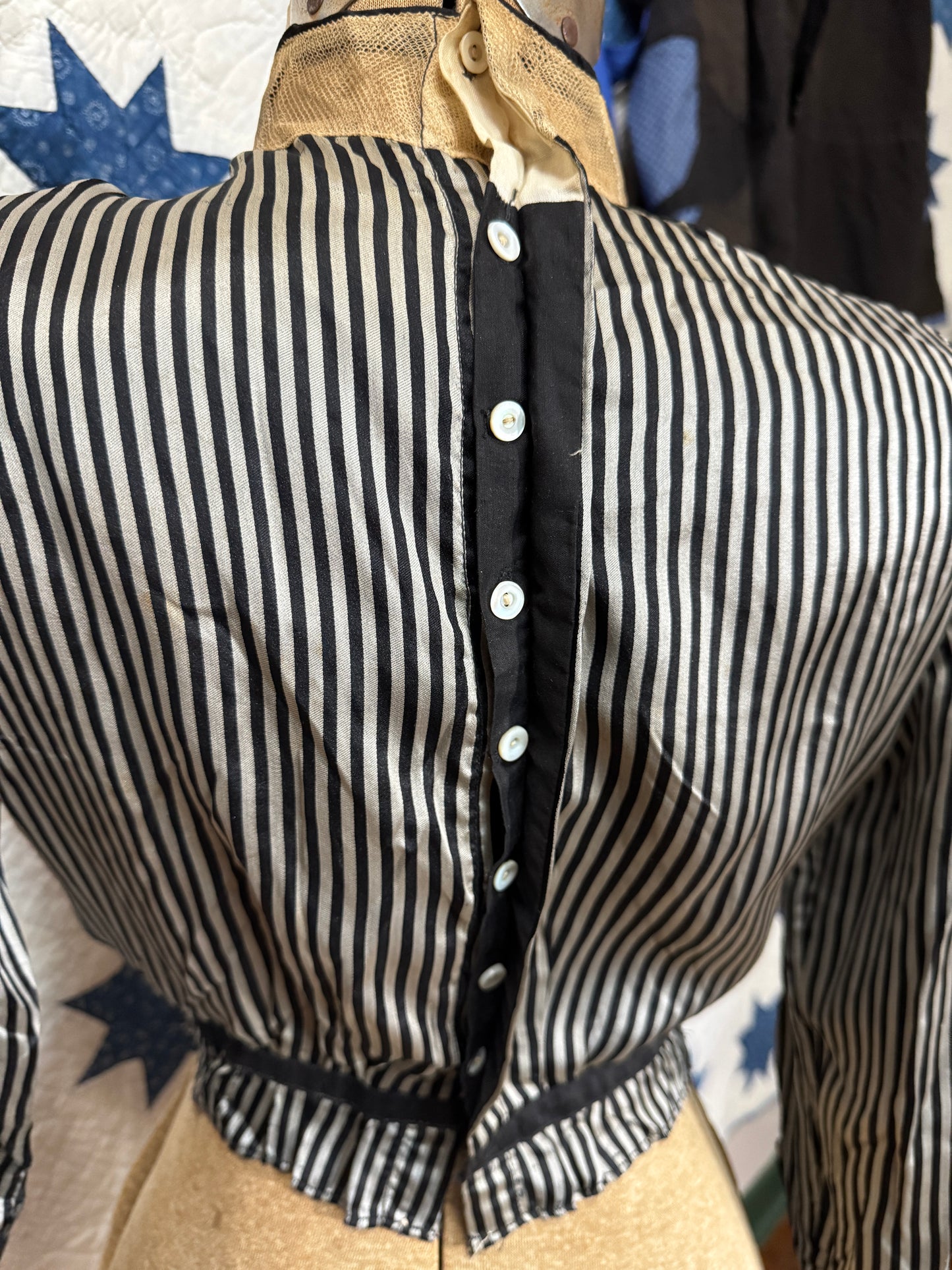 Antique 1880s-90s Striped Silk Blouse