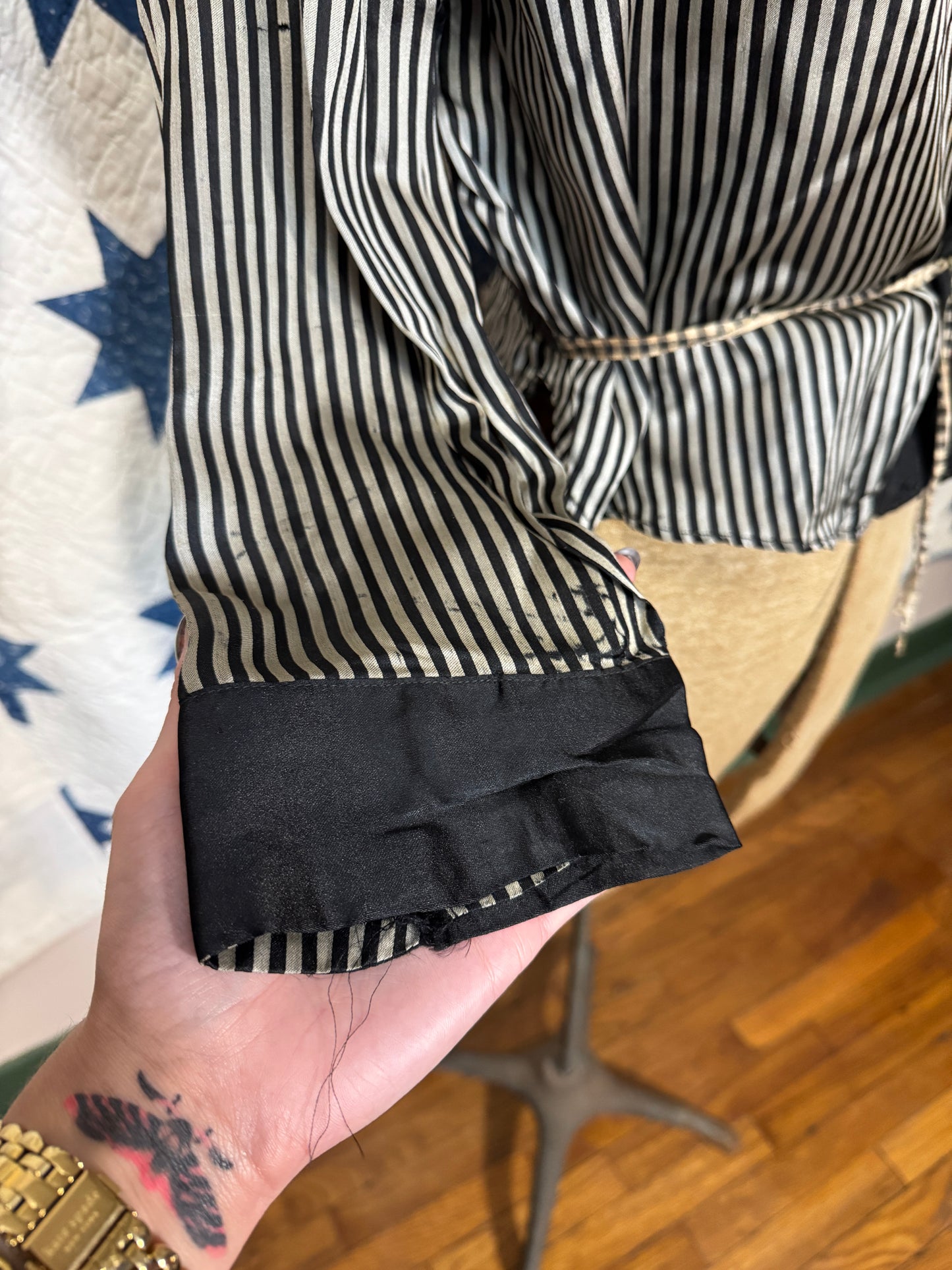 Antique 1880s-90s Striped Silk Blouse