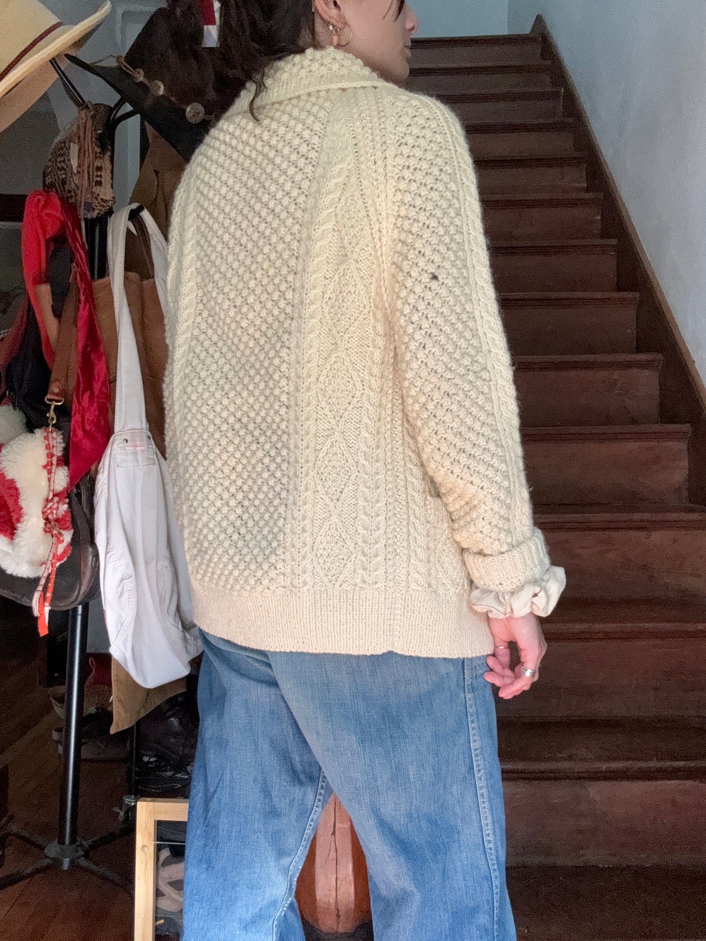 Vintage Cottage Crafts Cream Wool Knit Sweater