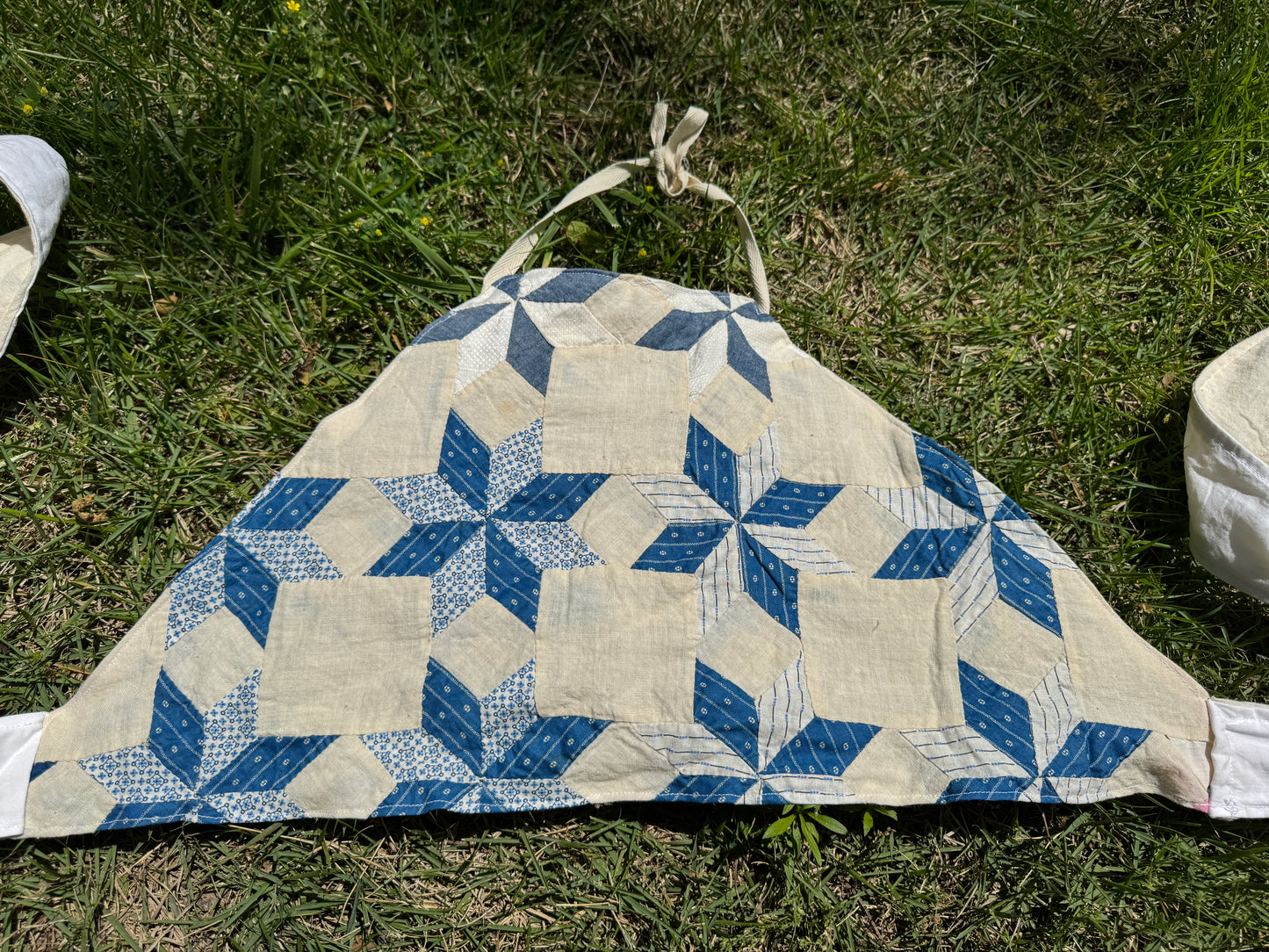 Antique 8-Point Star Multi Calico Quilt Top Halter S3