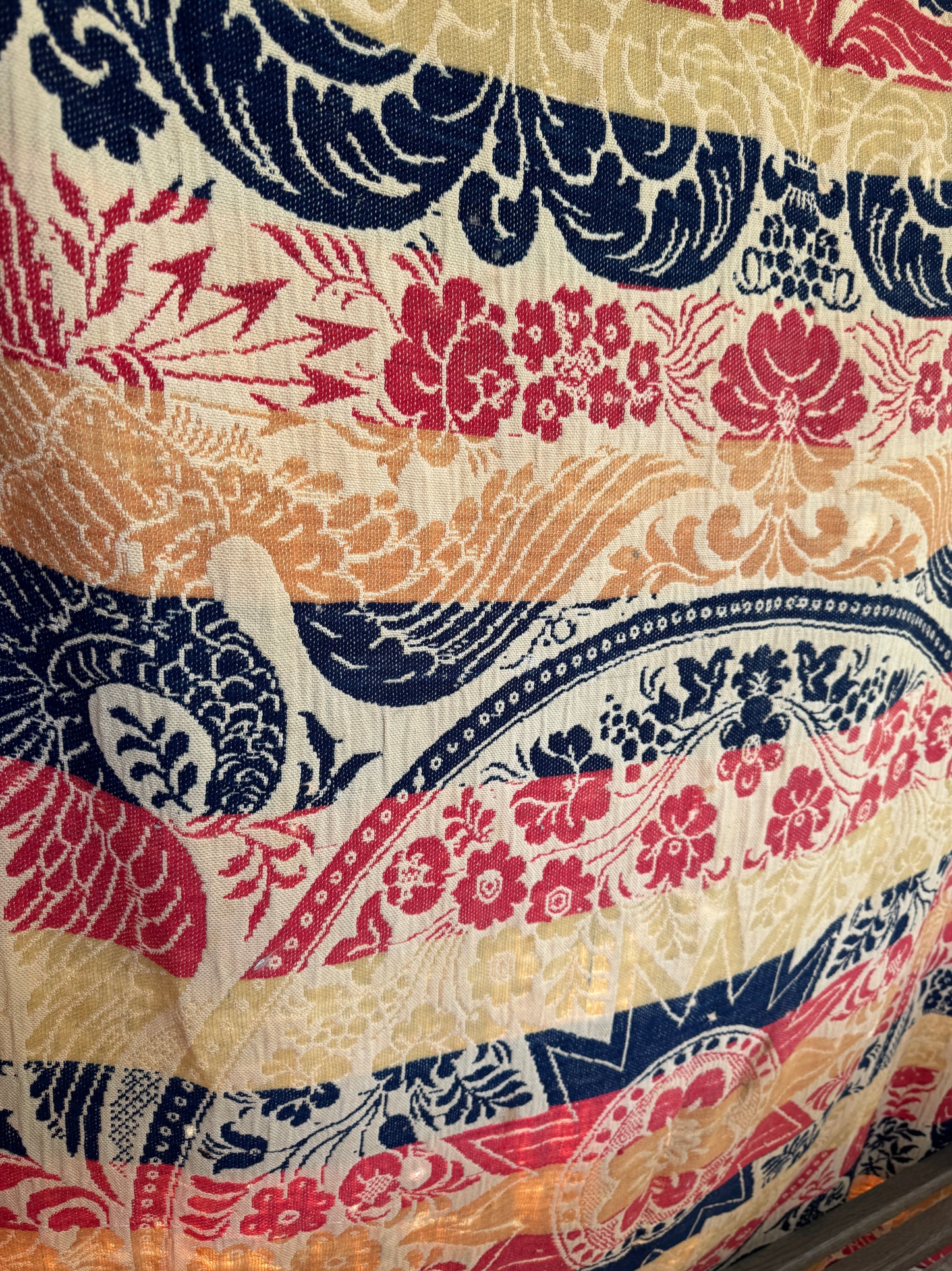 Antique Wool Jacquard Woven Coverlet