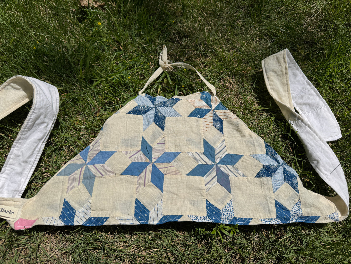 Antique 8-Point Star Multi Calico Quilt Top Halter S3