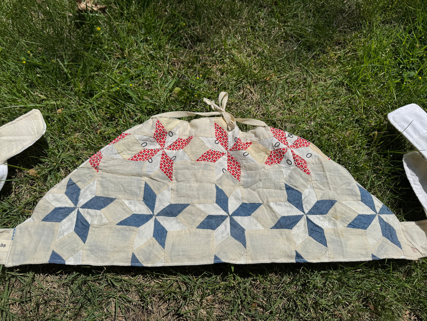 Antique 8-Point Star Multi Calico Quilt Top Halter L2