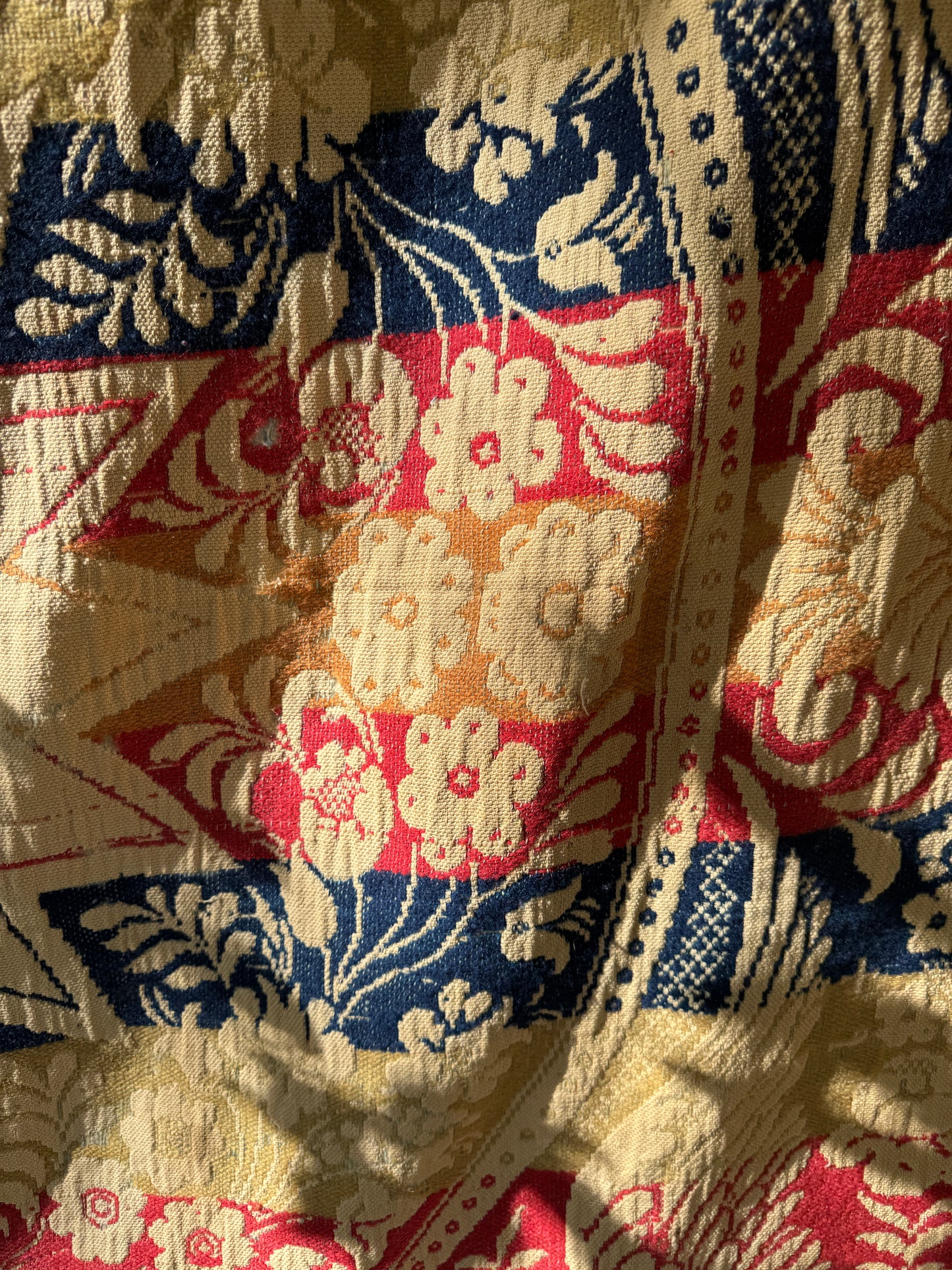 Antique Wool Jacquard Woven Coverlet