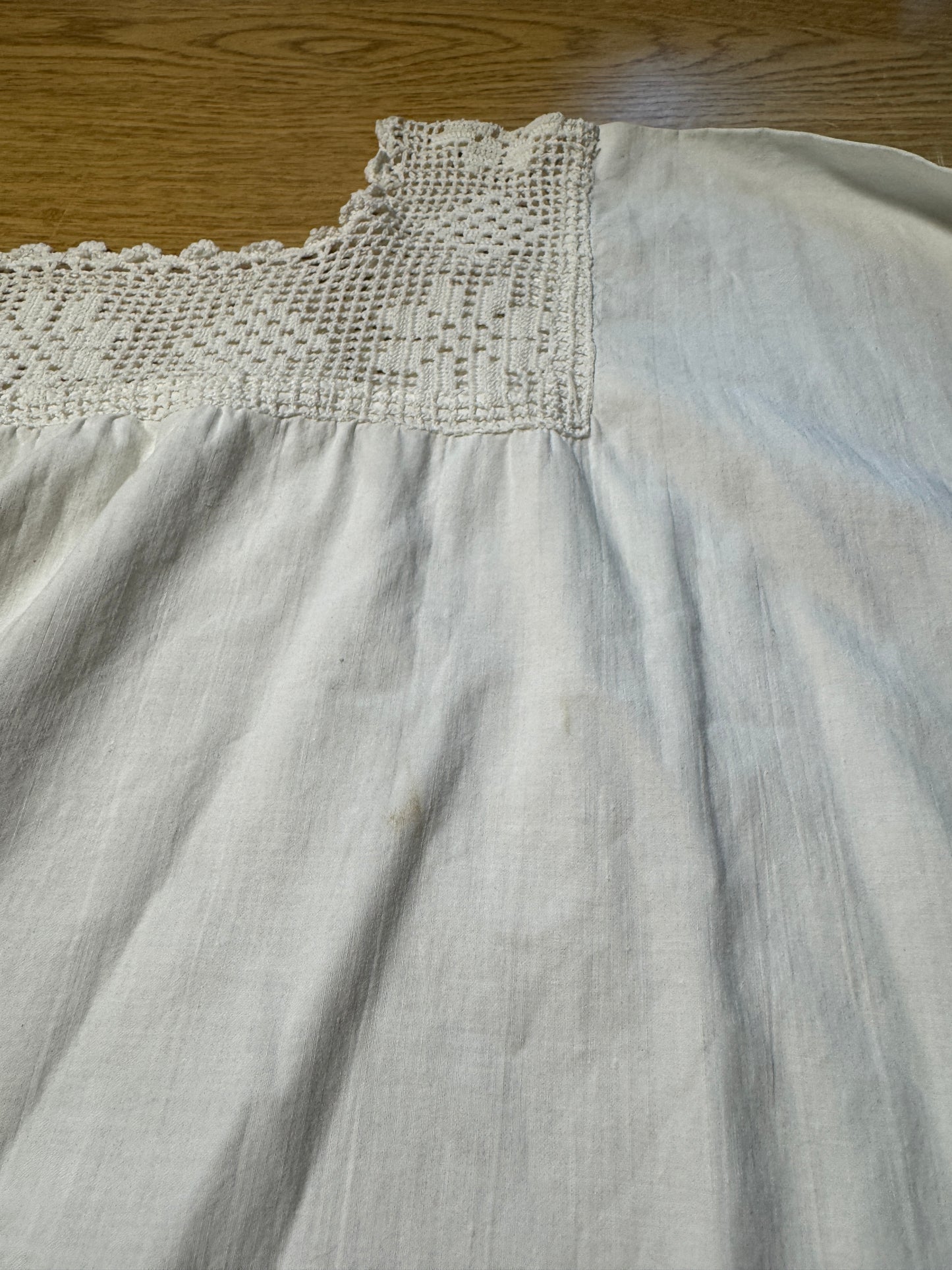 Antique Edwardian Crocheted Collar Nightgown w/ Short Sleeves