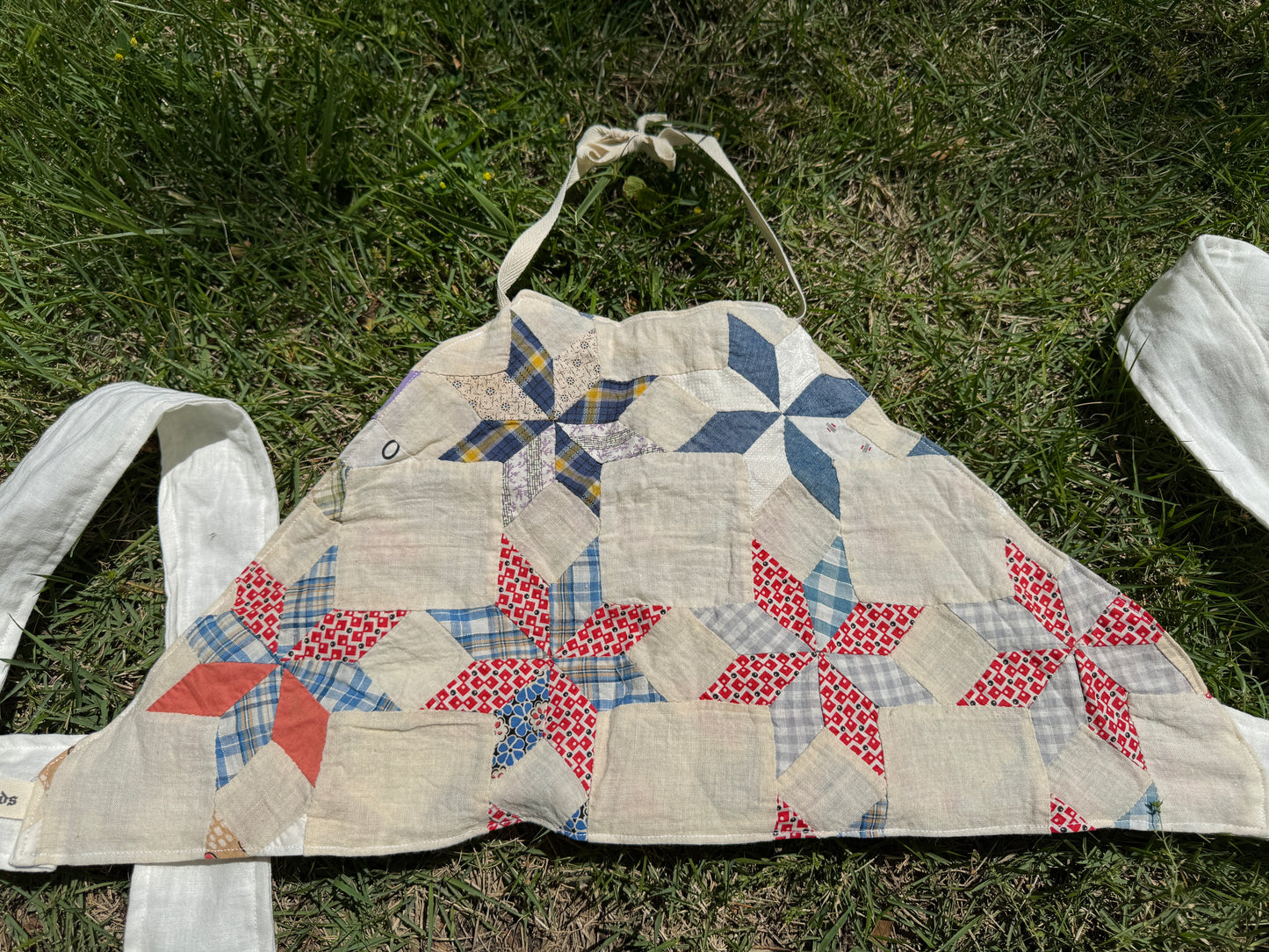 Antique 8-Point Star Multi Calico Quilt Top Halter S2