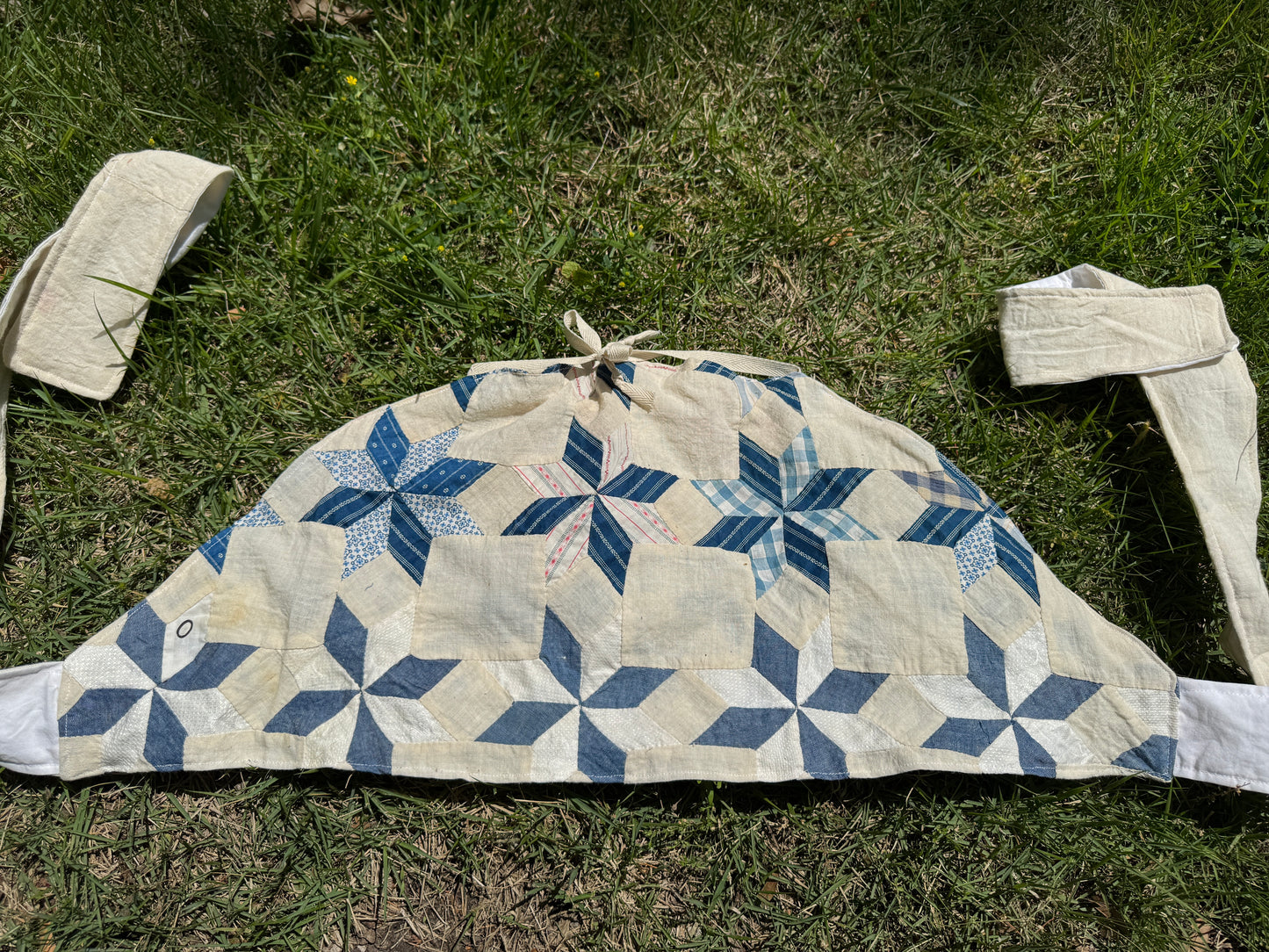 Antique 8-Point Star Multi Calico Quilt Top Halter L2