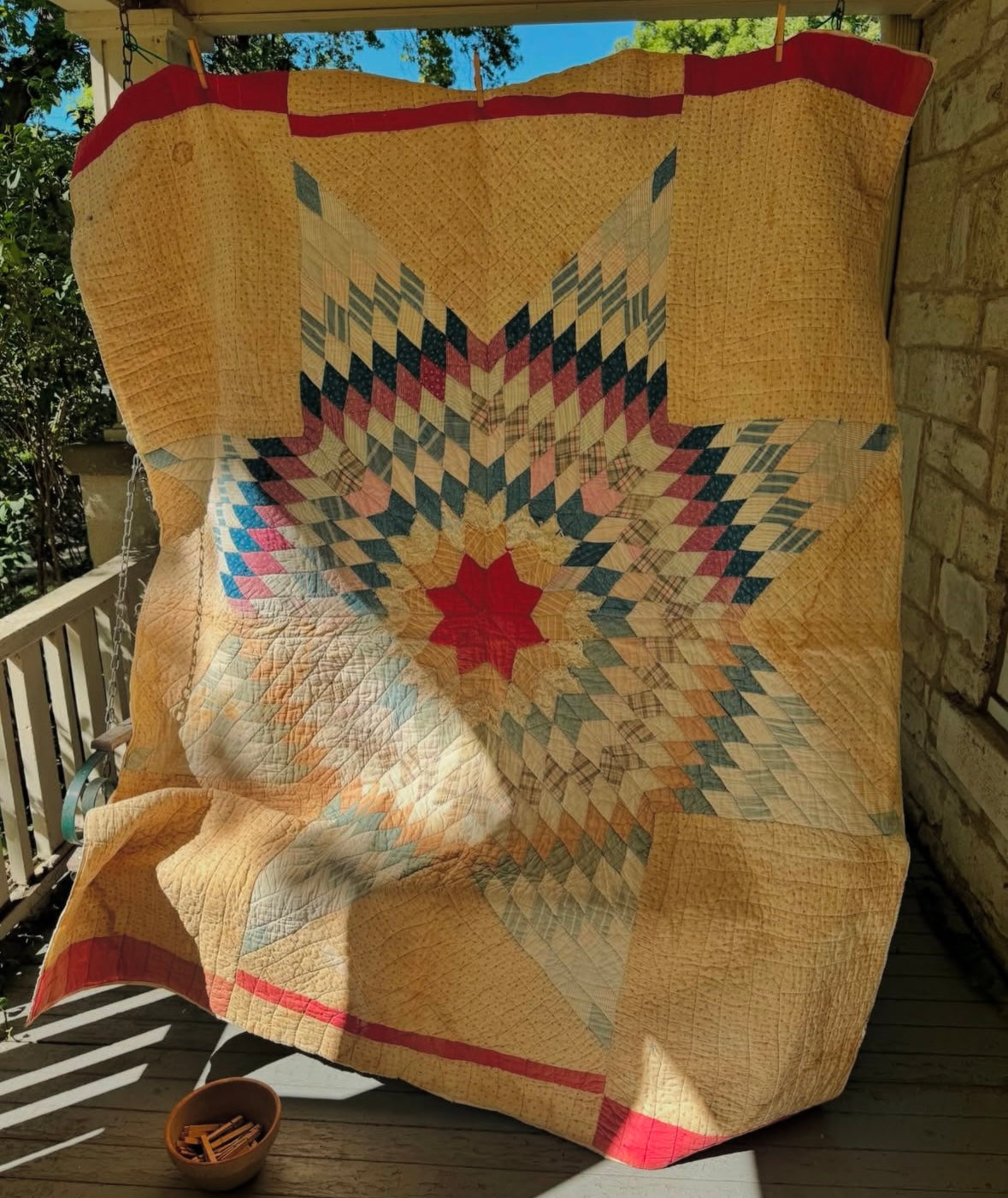Antique 1890s-1910s Texas Star quilt