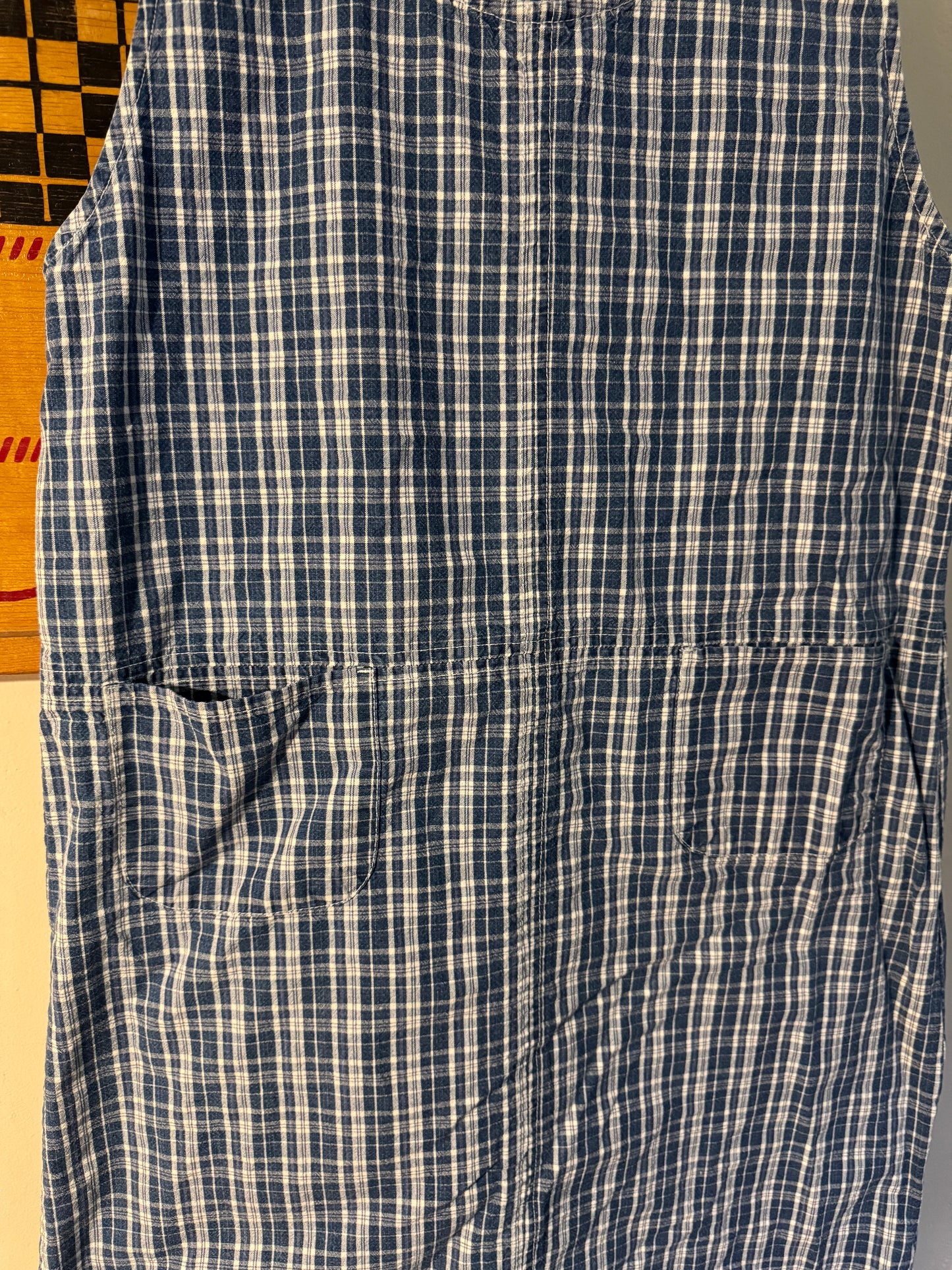 Vintage Handmade Homespun Indigo Gingham Shift Pinafore dress