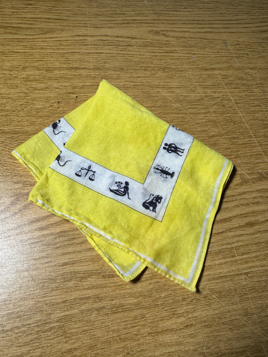 Vintage Yellow Zodiac Handkerchief