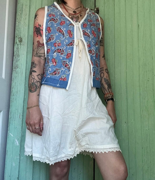 Vintage Paisley Wholecloth backed Quilt Vests