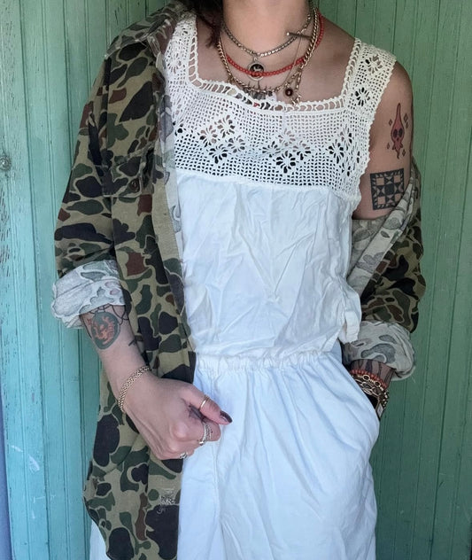 Antique Edwardian Crocheted Corset Cover/Cropped Top