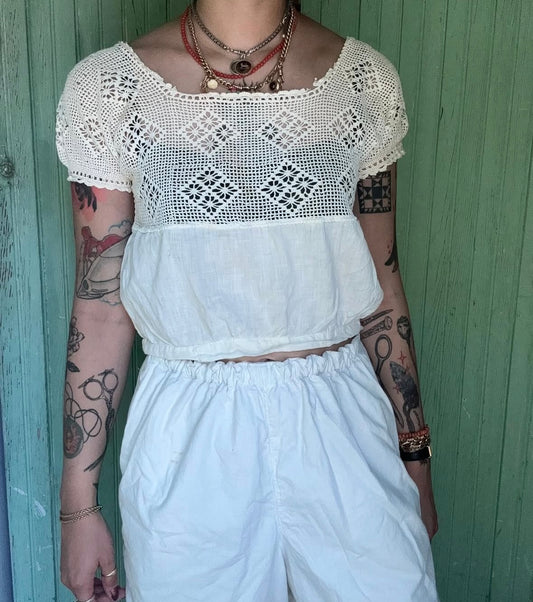 Antique Edwardian Corset Cover w/ Cap Sleeves