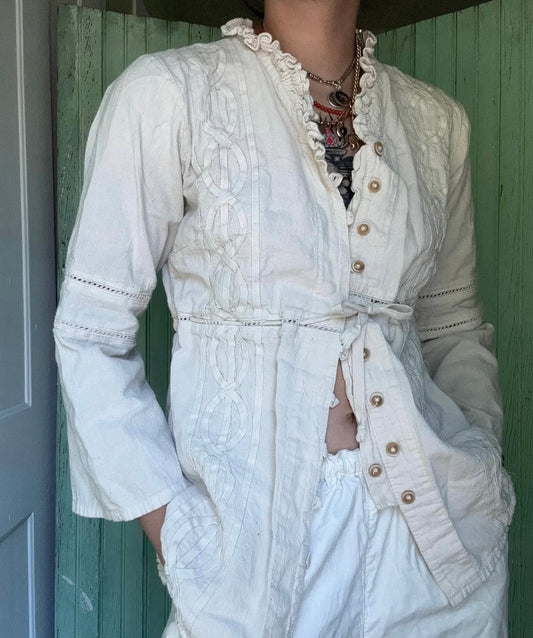 Vintage 1980s Spanish Cream Cotton Blouse
