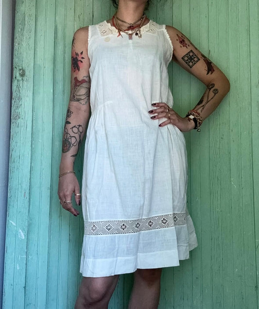 Antique Edwardian Crocheted Shift Dress Nightgown